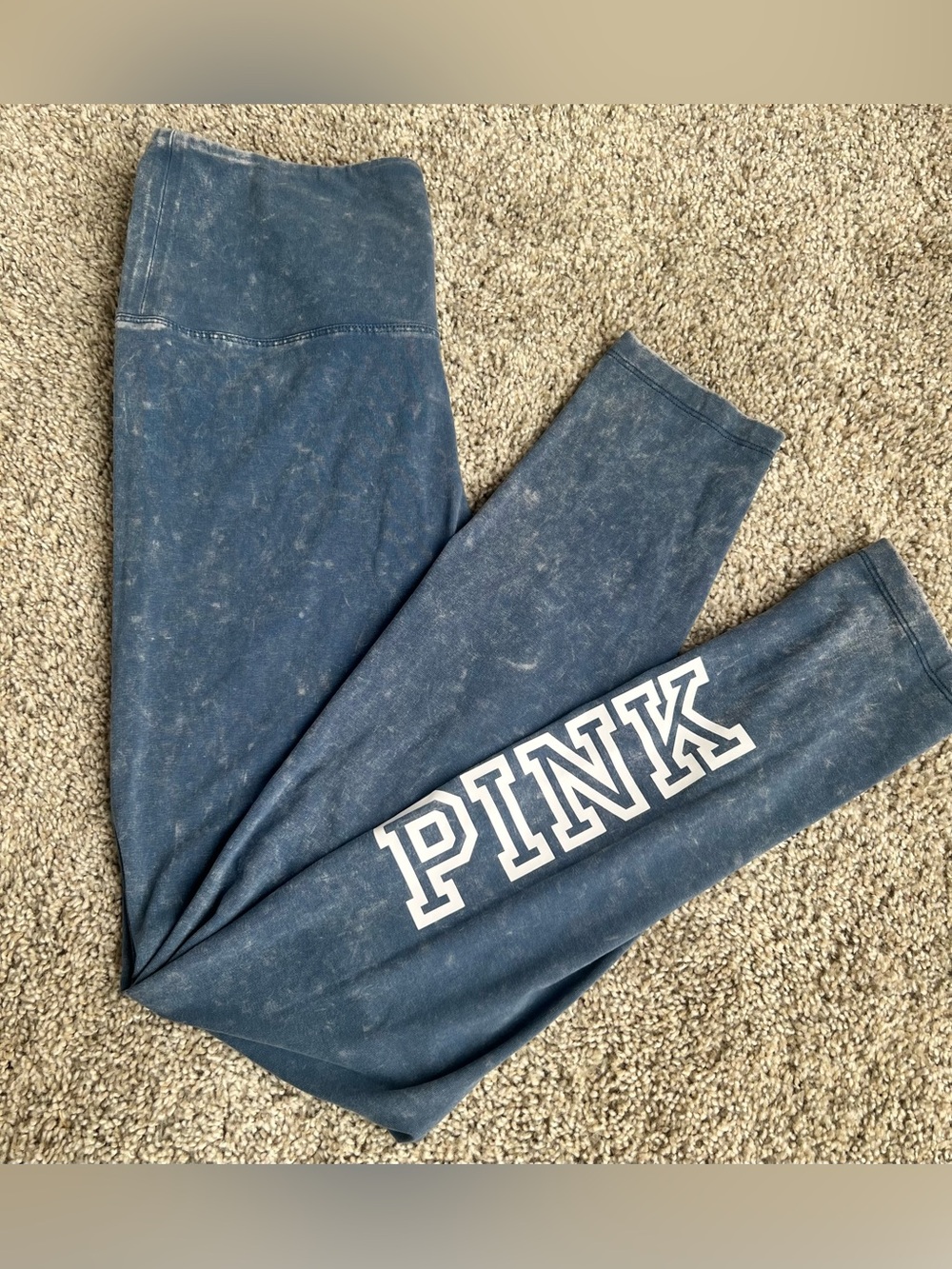 PINK Victoria's Secret Blue & white High-Waist Leggings
